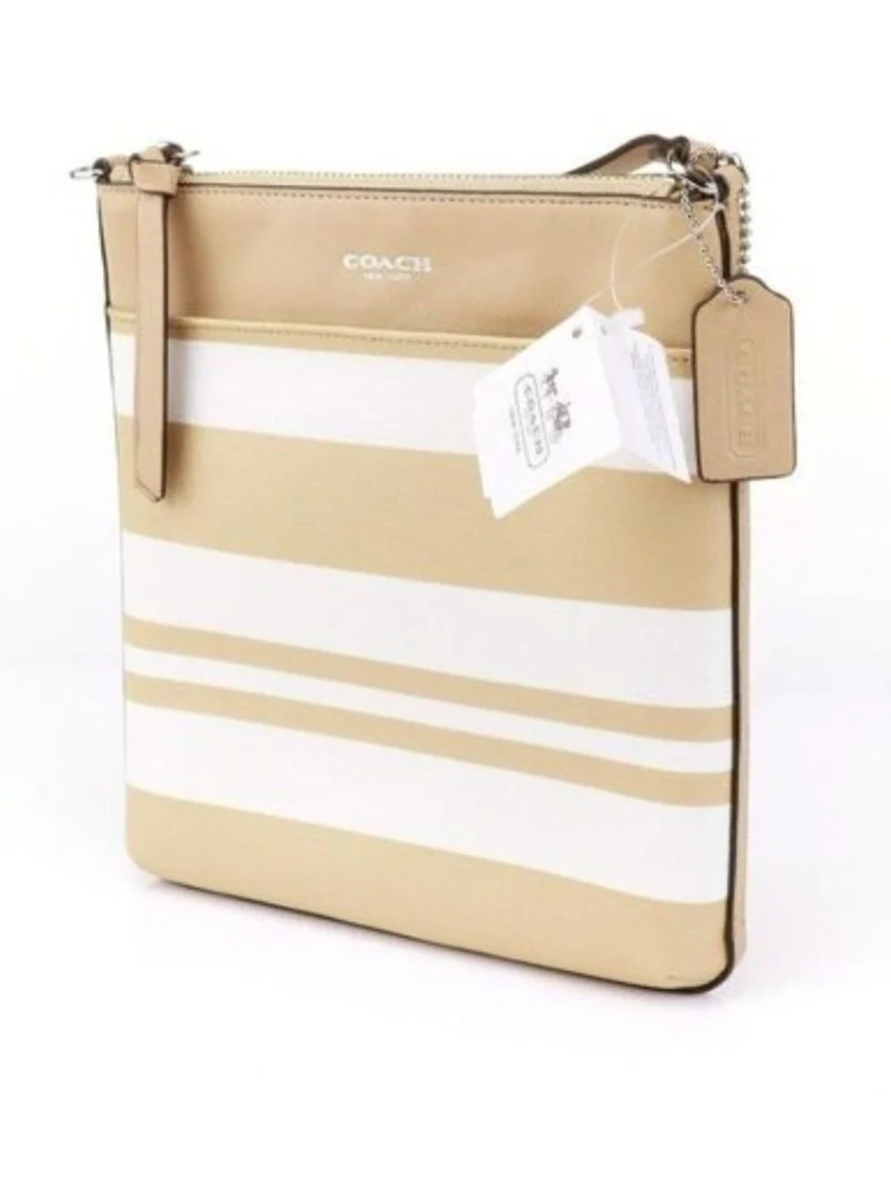 Coach Bleecker North/South Swingpack in Striped Coated Canvas